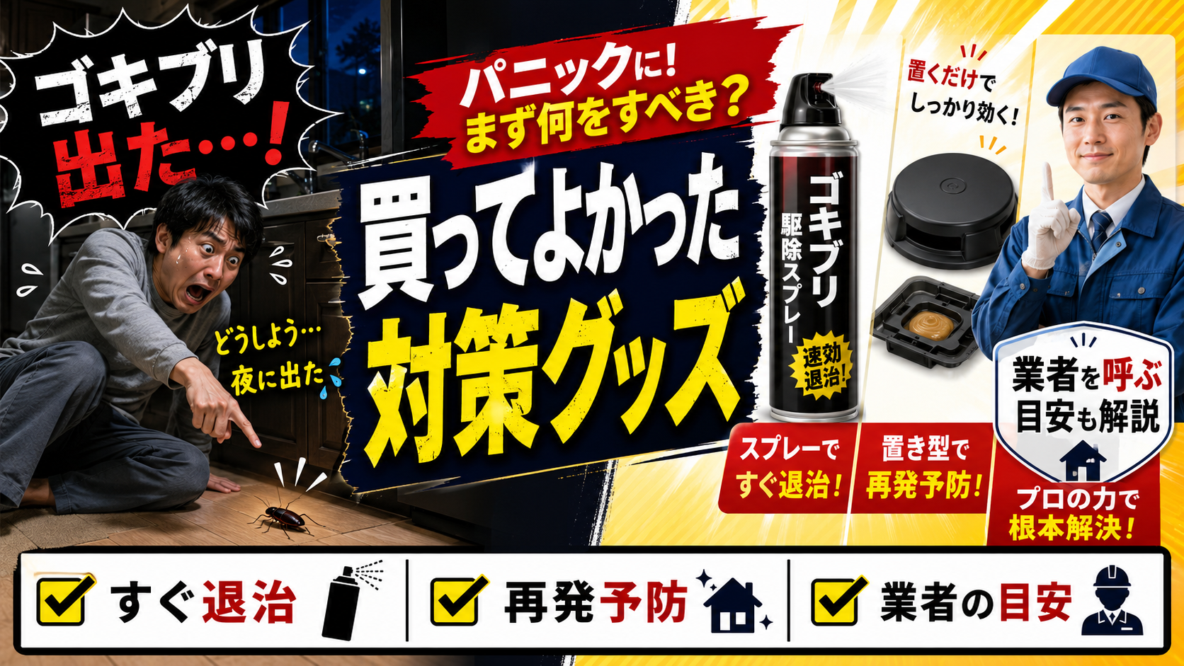 ゴキブリが出てから慌てた話｜買ってよかった対策グッズと業者を呼ぶ目安